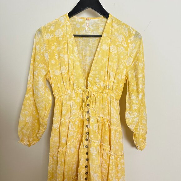 FREE PEOPLE Pappiet Midi Dress in Sunshine Combo Size Small - Picture 6 of 12